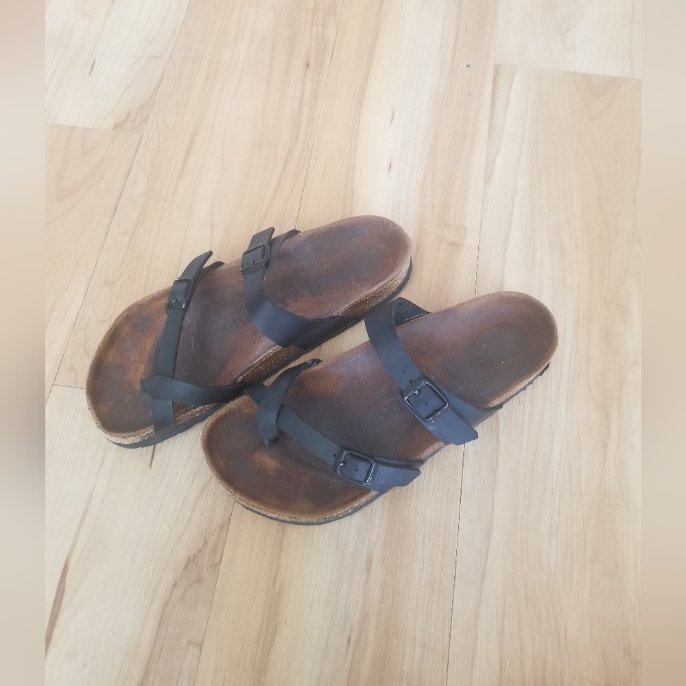 Birkenstock Mayari Birko Flor Sandals - Black Women's Sz 38 US 7 - Picture 3 of 10